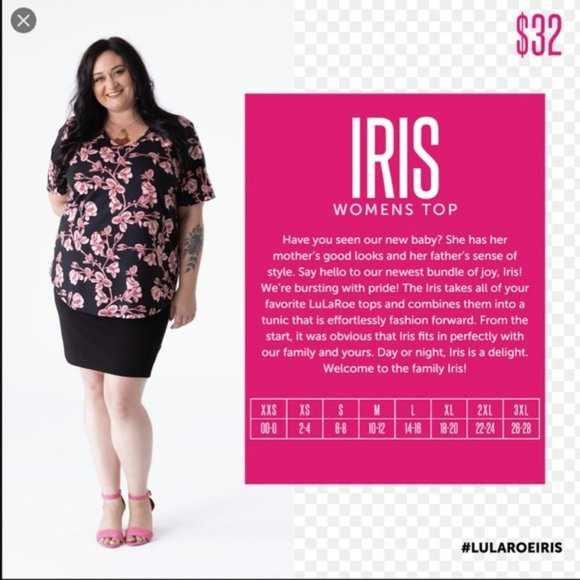 NWT LuLaRoe Iris Tunic Vee Neck size 2XL Blotched Reds - Picture 6 of 6